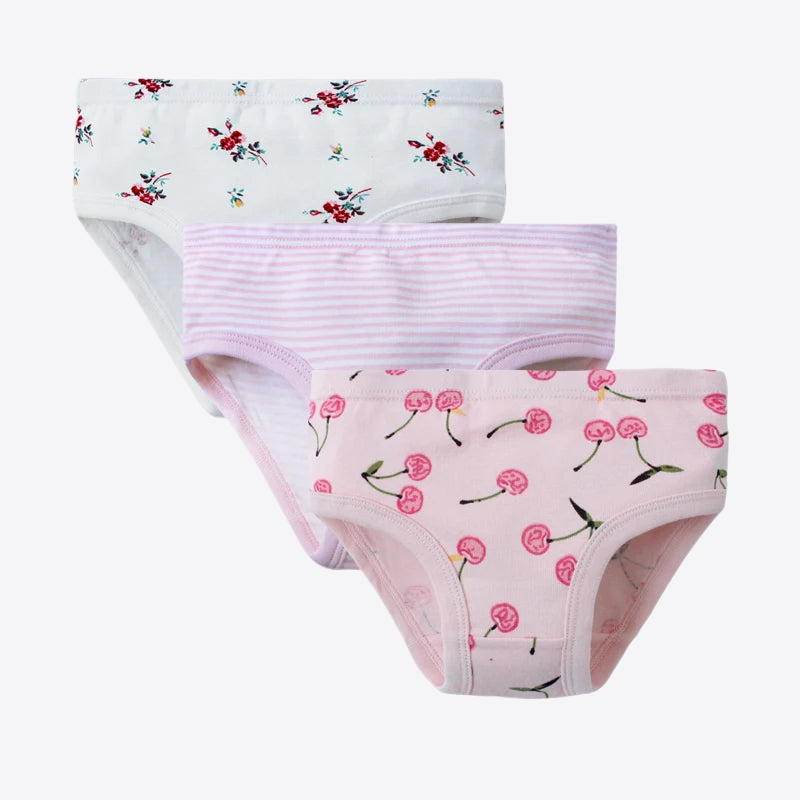Strawberry Fields 3Pcs 100% Cotton Girls Underwear