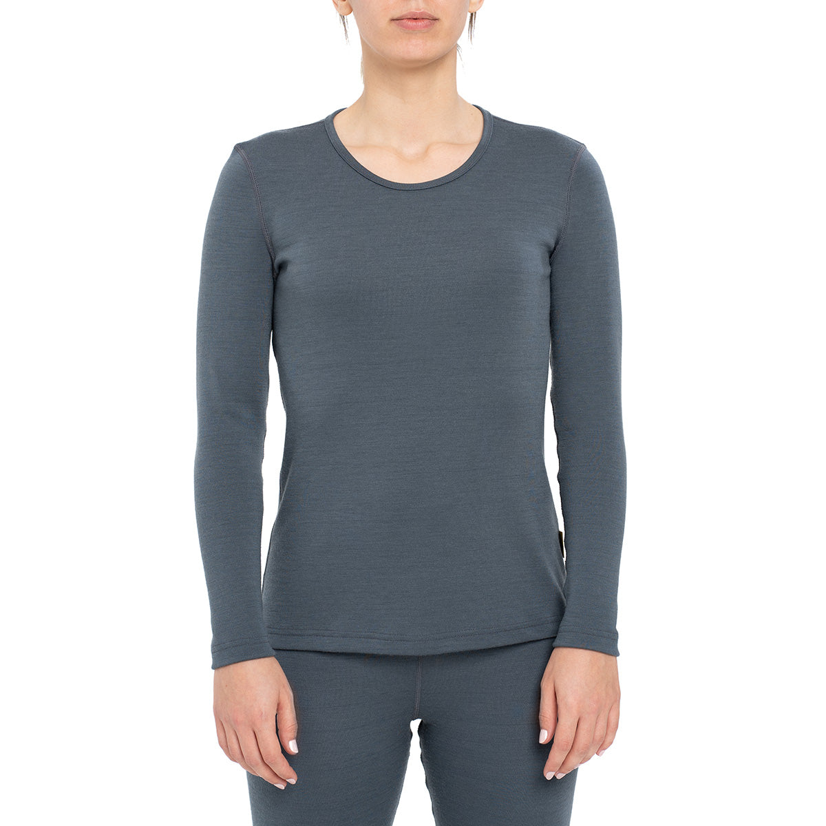 MENIQUE 100% Merino Wool Womens Long Sleeve & Bottoms 2-Piece Perfect Grey