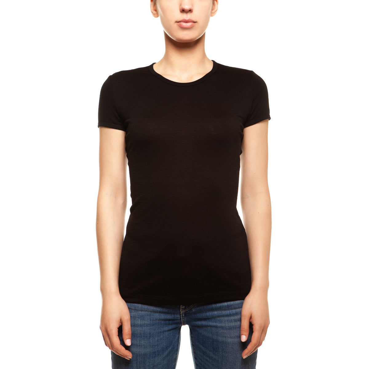 MENIQUE 100% Merino Wool Womens T-Shirt & Bottom 2-Piece Black