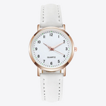 Luminous Ivory Diamond Studded Quartz Vegan Leather Womens Watch