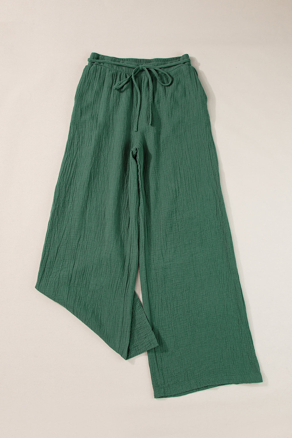 Mint Green Drawstring Wide Leg 100% Cotton Womens Pants