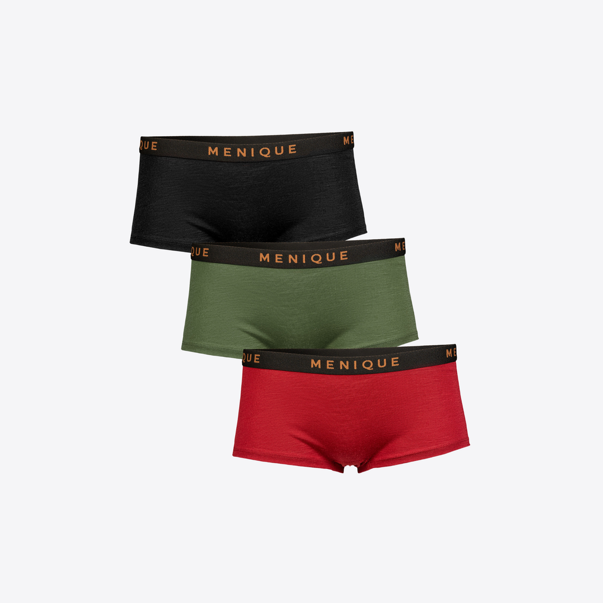 MENIQUE 100% Merino Wool Womens Boxer Shorts 3-Pack L