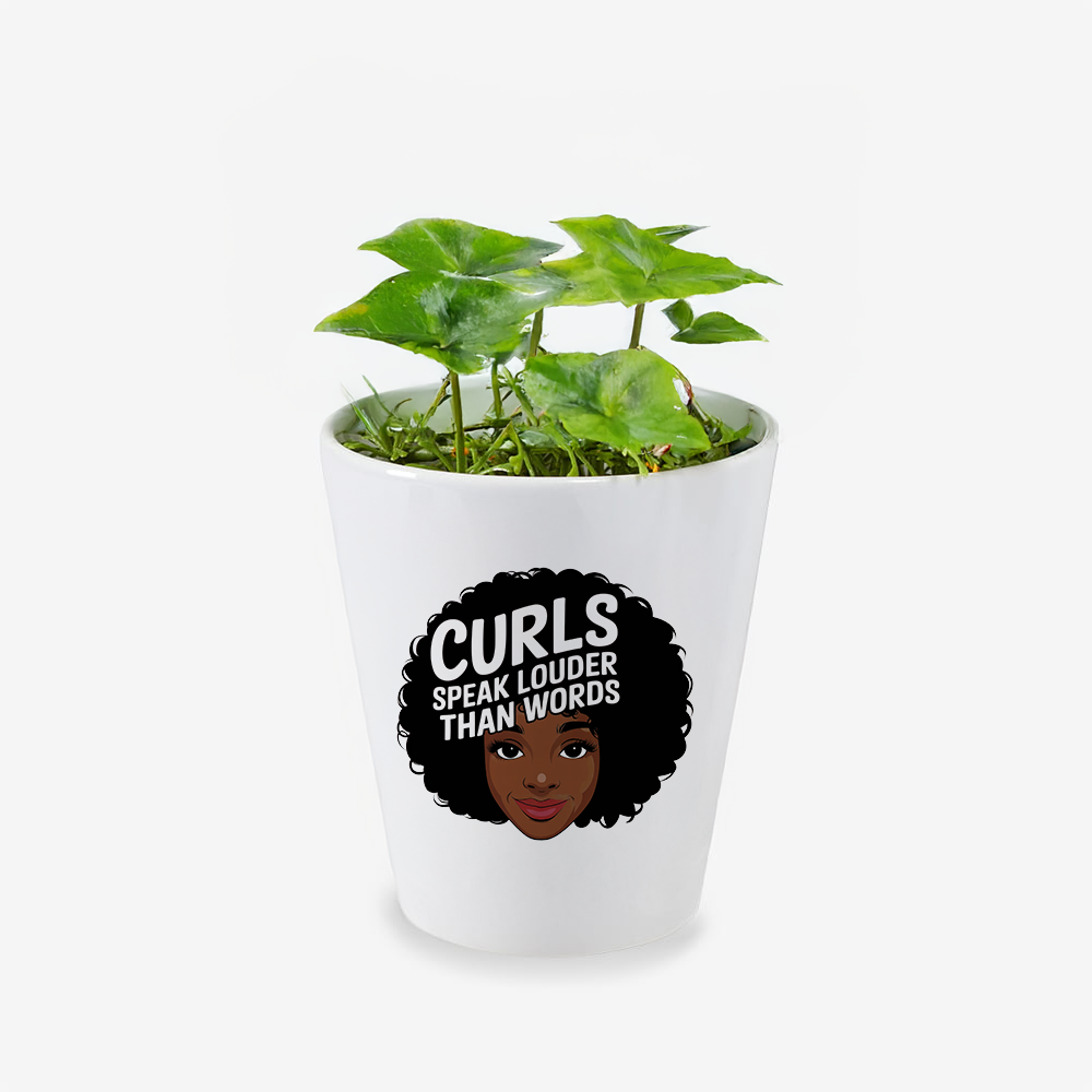 Curls Speak Louder Than Words Quote Ceramic Flower Pot