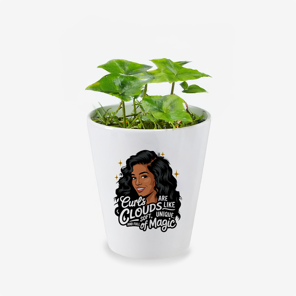 Curls Are Like Clouds, Soft, Unique, And Full Of Magic Quote Ceramic Flower Pot