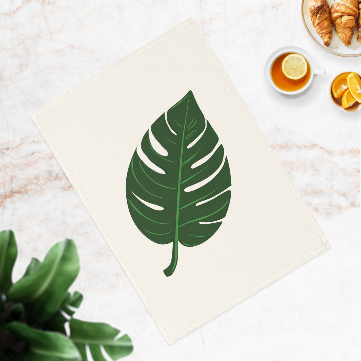 Green Leaf 100% Organic Cotton Tea Towel