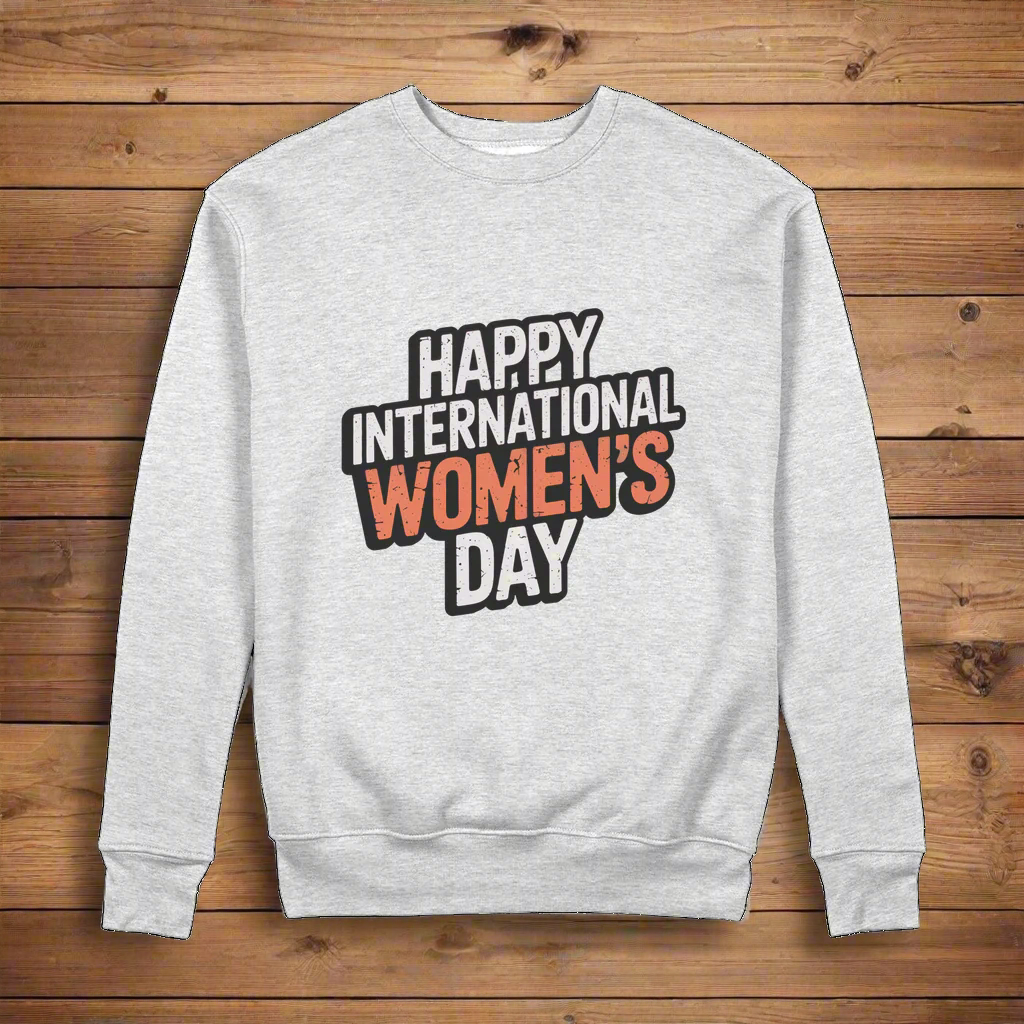 Happy International Womens Day Quote 100% Organic Cotton Womens Graphic Sweatshirt