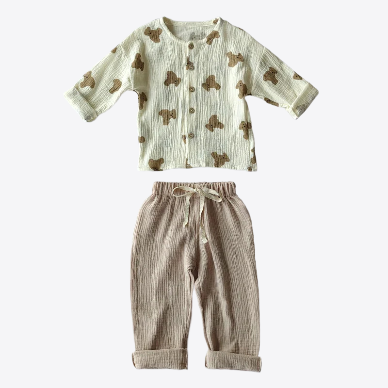 Bear Explorer 2PCS Organic Cotton Boys & Girls Short Sleeve & Pants Set
