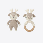 Forest Deer Crochet 2Pcs Non-Toxic Wood Cotton Baby Teether