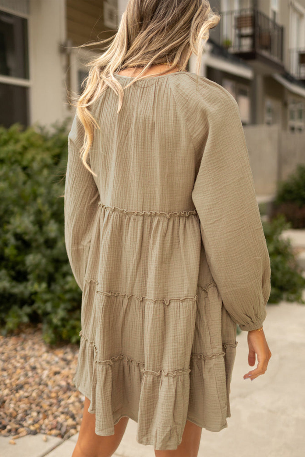 Sand Storms V-Neck Frill 100% Cotton Womens Mini Dress