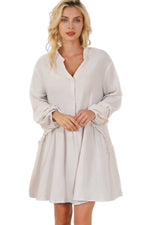 Lily Silver Half Buttoned 100% Cotton Womens Dress