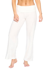 FELINA Stretch Wide Leg Roll Over Organic Cotton Womens Pants