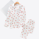 Red Hearts Cotton Womens Pajama Set