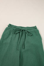 Mint Green Drawstring Wide Leg 100% Cotton Womens Pants