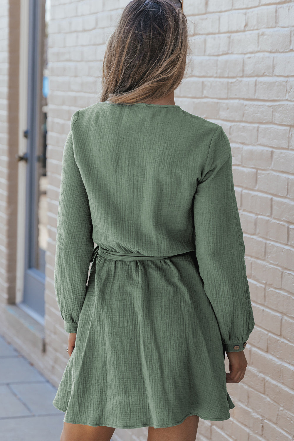 Ireland Puff Sleeve Drawstring 100% Cotton Womens Mini Dress
