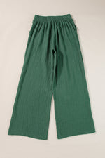 Mint Green Drawstring Wide Leg 100% Cotton Womens Pants