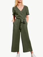 Pumpkin Spice V-Neck Cotton Womens Jumpsuit