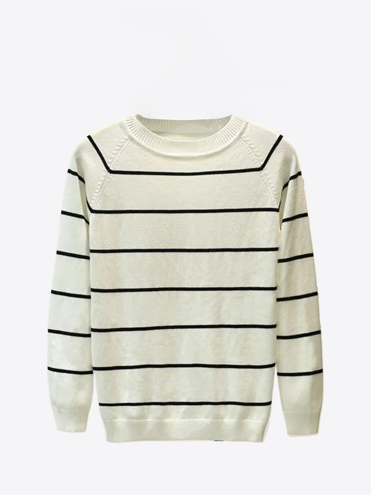 Snow Fields Long Sleeves Stripes Cotton VIscose Womens Sweater