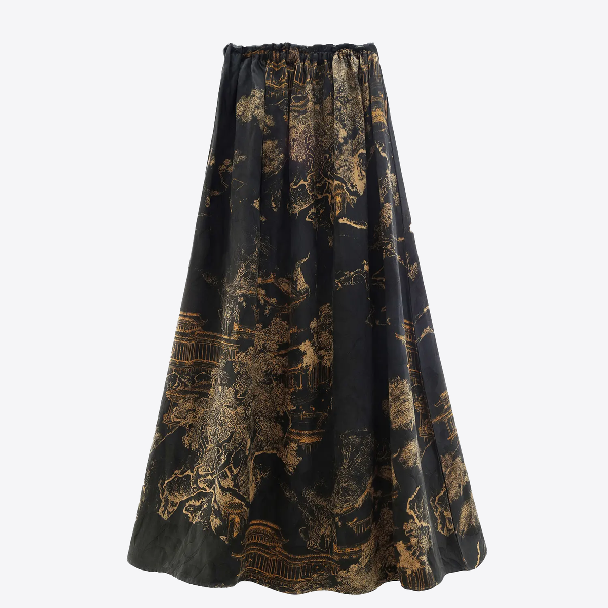 Golden Landscape 50MM Mulberry Silk Womens Skirt