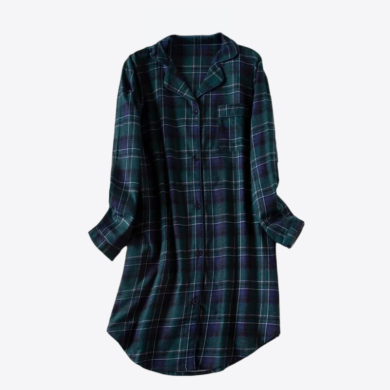 Bloom Oasis Plaid 100% Cotton Womens Lounge Nightgown