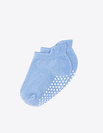 Blueberry Blues 6Pcs Non-Slip Ankle Organic Cotton Baby Socks