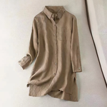 Golden Pear Long Cotton Linen Womens Blouse