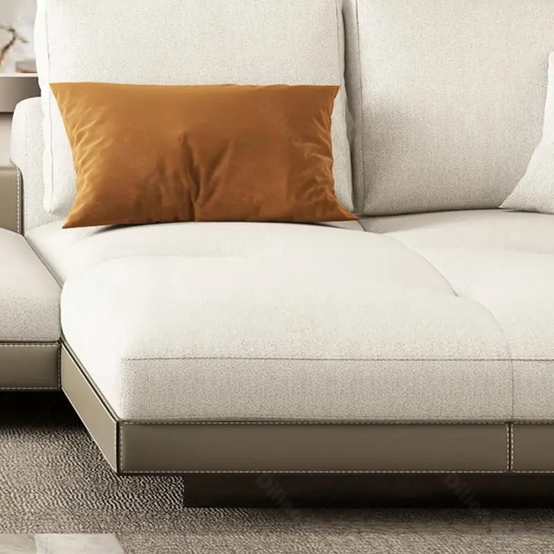 Minimalist Lux L-Shaped Vegan Leather Cotton Linen Sofa