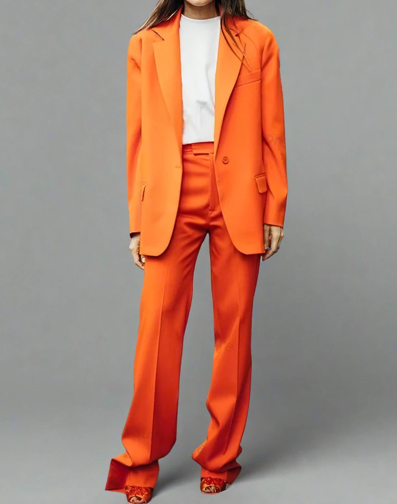 Citrus Fields Cotton Womens Blazer & Pant Set 2 Piece