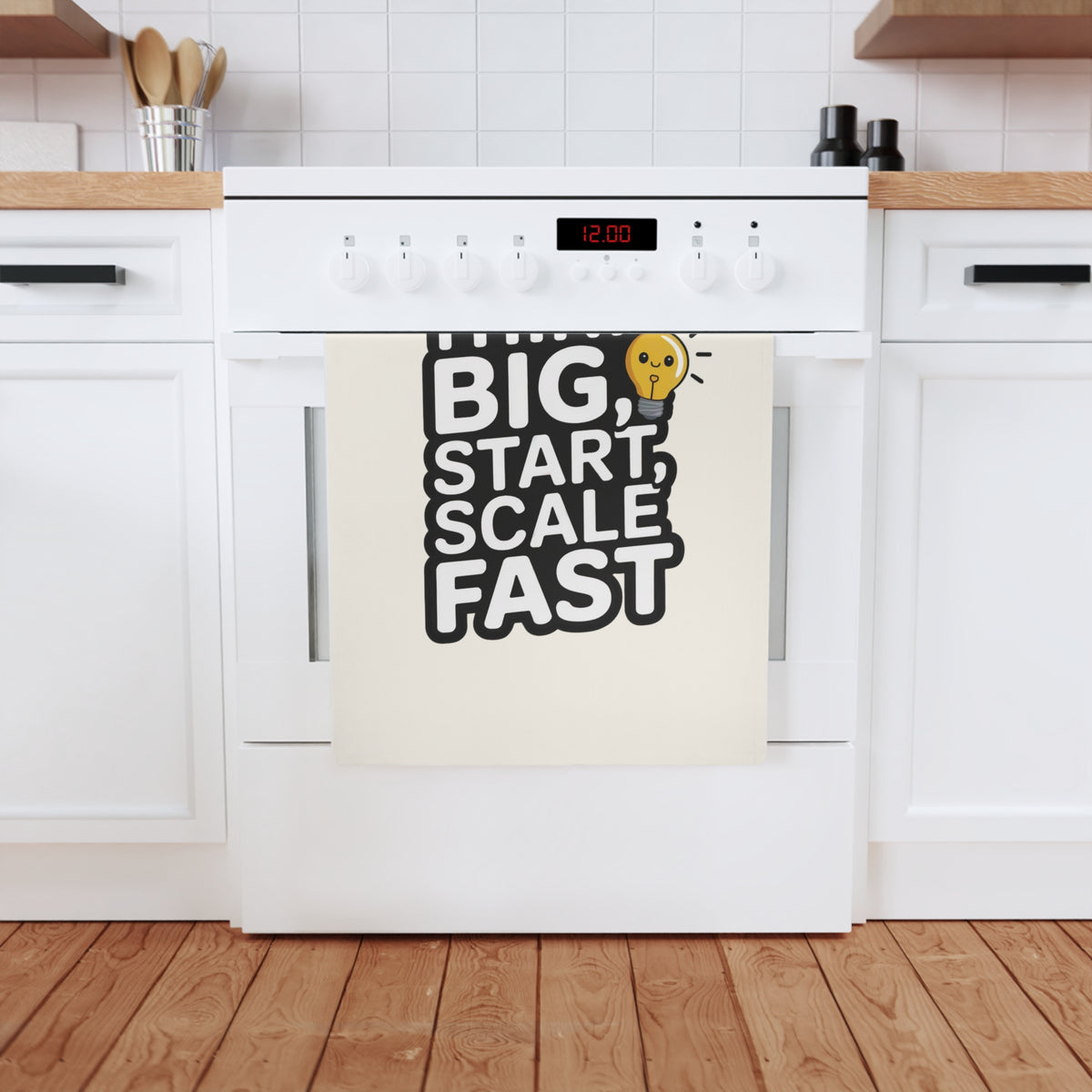 Think Big, Start, Scale Fast Lightbulb Quote 100% Organic Cotton Tea Towel