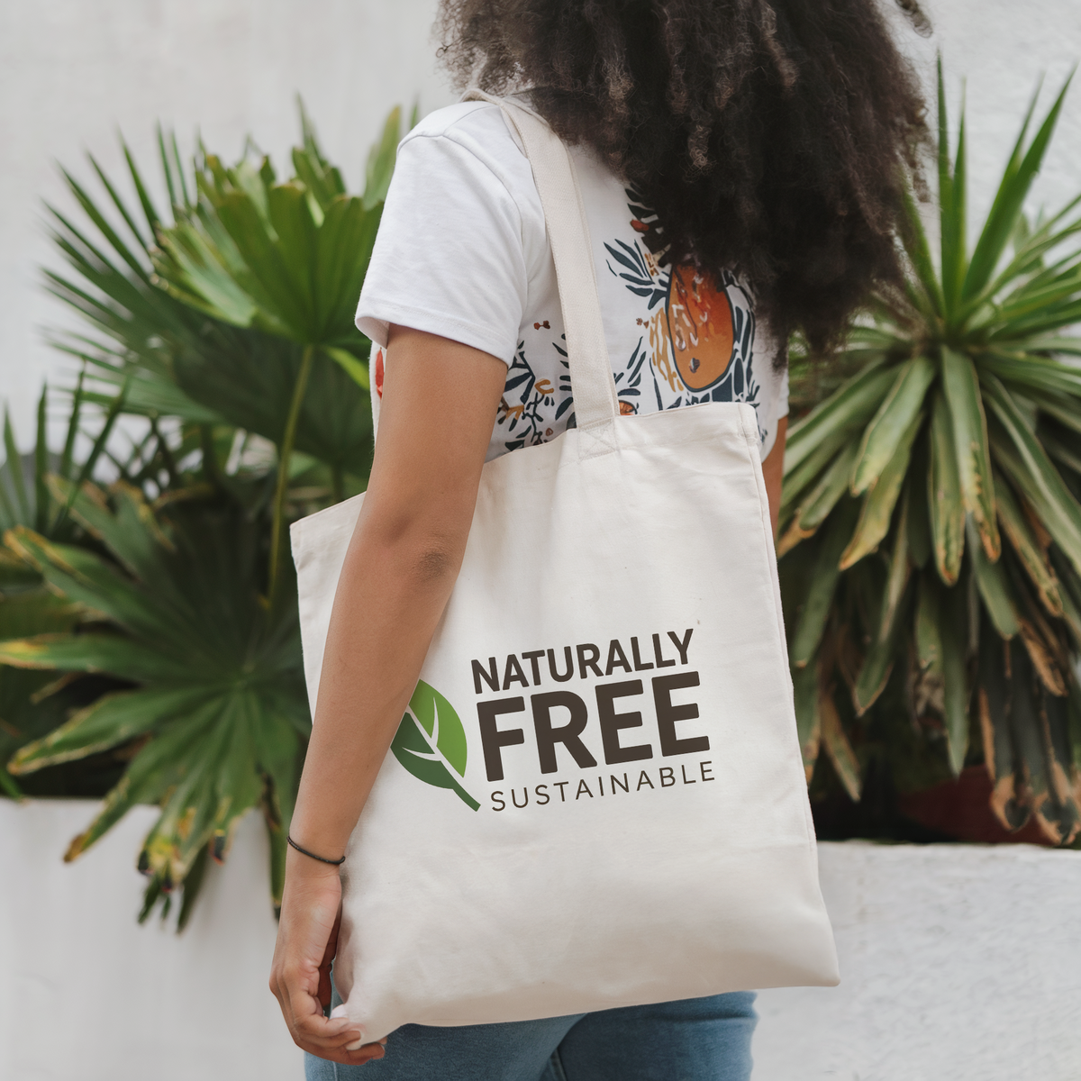 Naturally Free Sustainable Brand 100% Organic Cotton Graphic Tote Bag