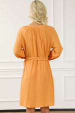 Orange Marmalade Puff Sleeve 100% Cotton Womens Dress