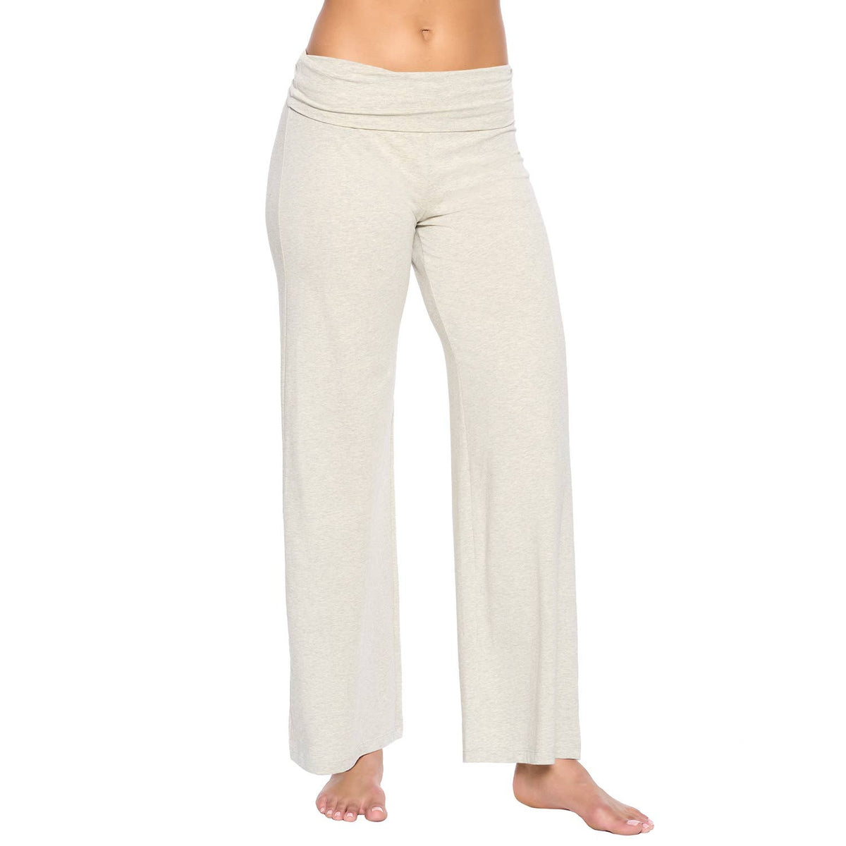 FELINA Stretch Wide Leg Roll Over Organic Cotton Womens Pants