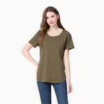 Green Lily Short Sleeves Cotton Maternity Top