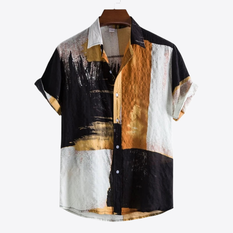 Abstract Art Cotton Linen Mens Shirt