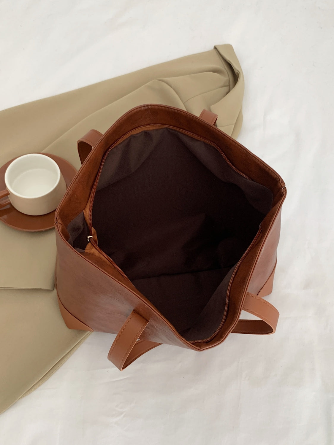 Coffee Mocha Vegan Leather Womens Tote Bag