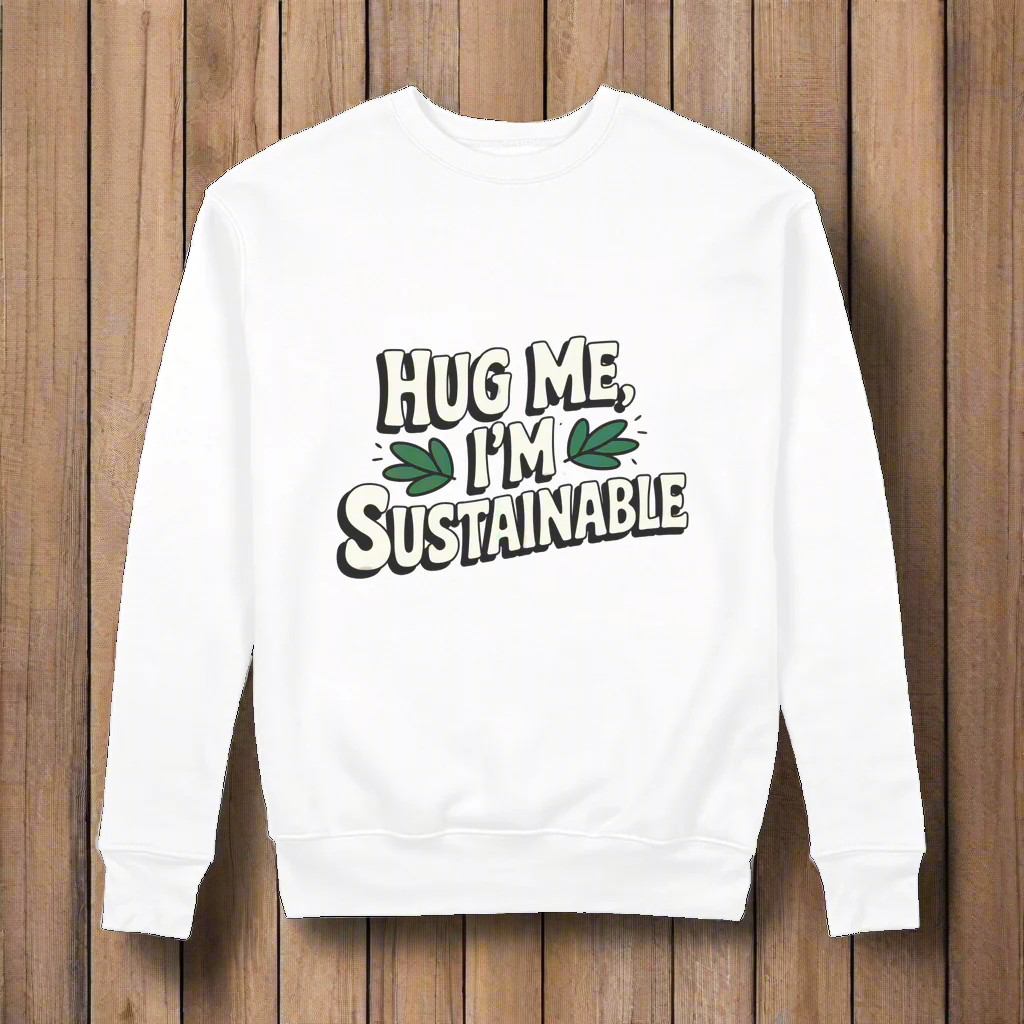 Hug Me I'm Sustainable Quote 100% Organic Cotton Womens Graphic Sweatshirt