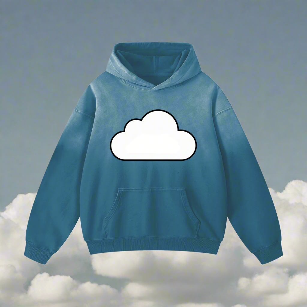 Clouded Sky Sunfade Oversized 100% Cotton Graphic Hoodie