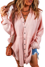 Lucky Peach Oversized Frayed Hem 100% Cotton Womens Shirt