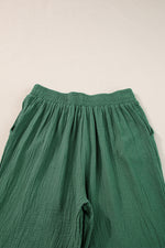 Mint Green Drawstring Wide Leg 100% Cotton Womens Pants