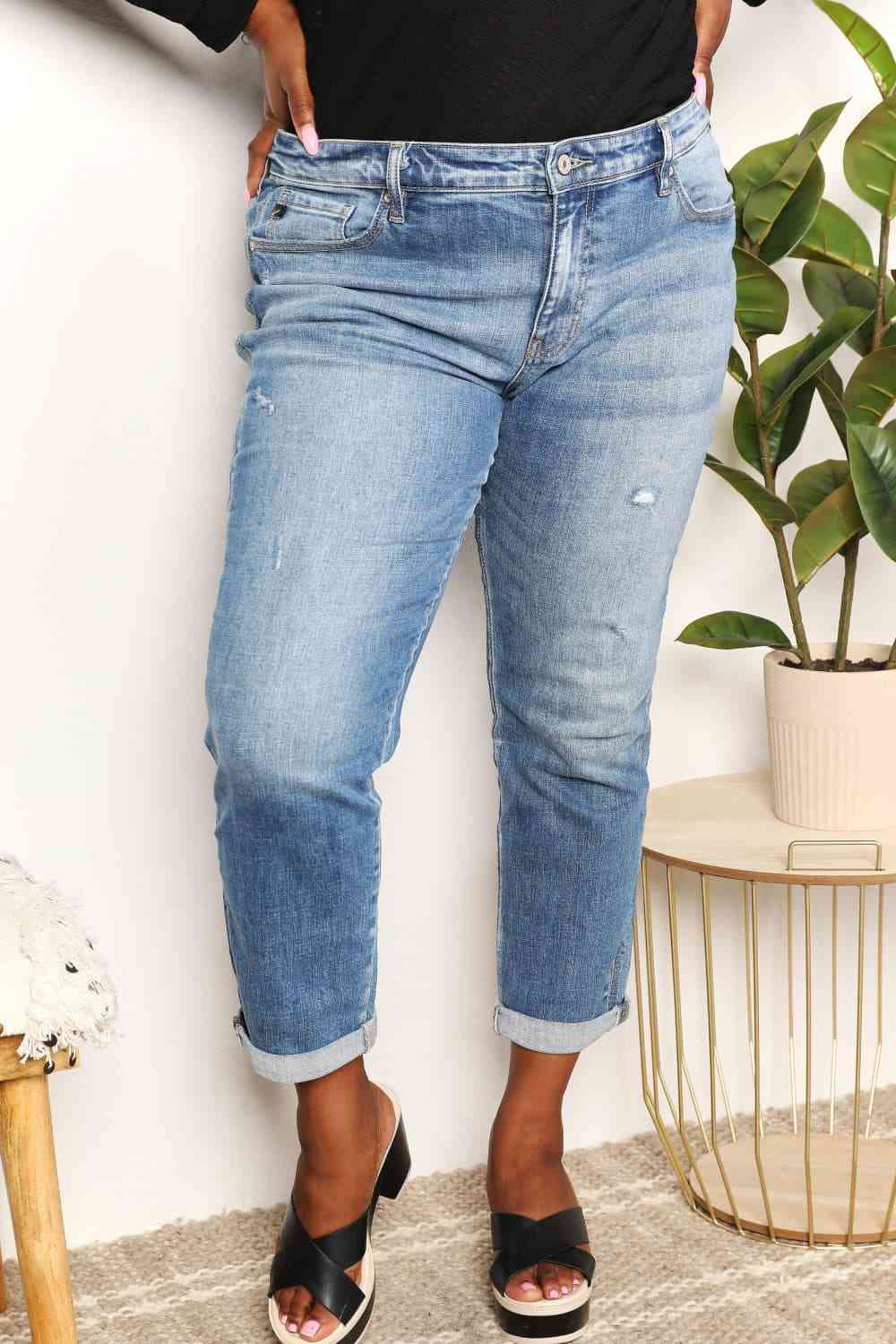 Aquamarine Oasis Mid Rise Slim Cotton Denim Jeans | Hypoallergenic - Allergy Friendly - Naturally Free