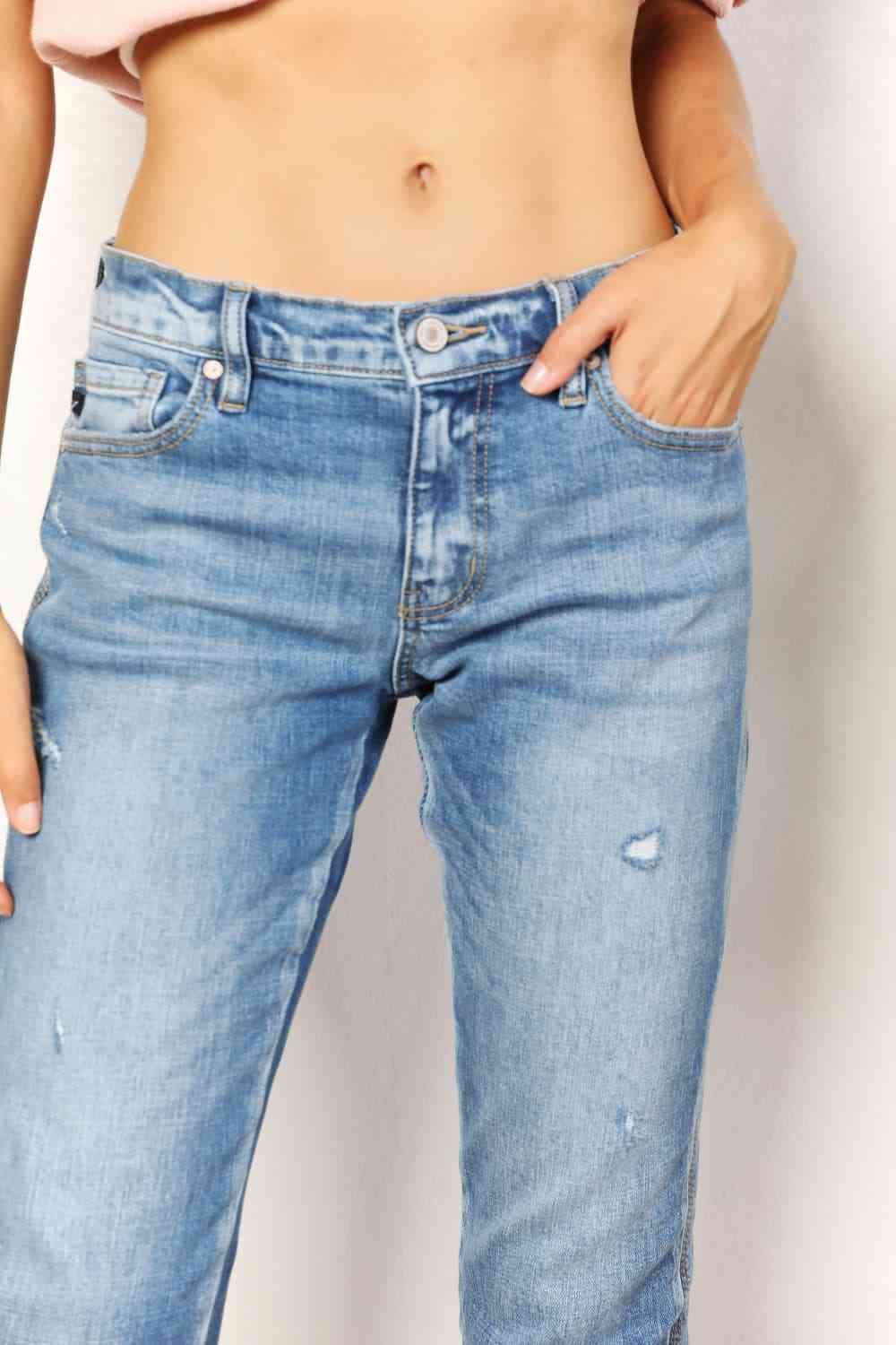 Aquamarine Oasis Mid Rise Slim Cotton Denim Jeans | Hypoallergenic - Allergy Friendly - Naturally Free