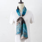 Aquamarine Tides 12MM 100% Mulberry Silk Womens Neck Scarf | Hypoallergenic - Allergy Friendly - Naturally Free