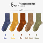 Autumn Foilage 5 Pcs 100% Cotton Mens Socks | Hypoallergenic - Allergy Friendly - Naturally Free