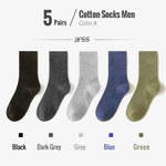 Autumn Foilage 5 Pcs 100% Cotton Mens Socks | Hypoallergenic - Allergy Friendly - Naturally Free