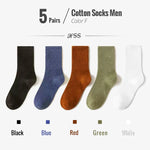 Autumn Foilage 5 Pcs 100% Cotton Mens Socks | Hypoallergenic - Allergy Friendly - Naturally Free