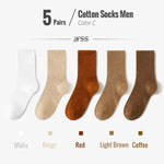 Autumn Foilage 5 Pcs 100% Cotton Mens Socks | Hypoallergenic - Allergy Friendly - Naturally Free