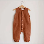 Autumn Serenade Button Up Cotton Linen Baby Romper | Hypoallergenic - Allergy Friendly - Naturally Free