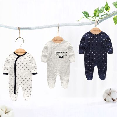 Azul Hues 3 Pcs Long Sleeve 100% Cotton Graphic Baby Boys Jumpsuit | Hypoallergenic - Allergy Friendly - Naturally Free