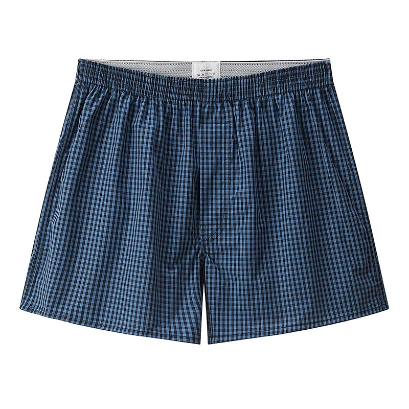 Azul Valley Plaid Cotton Mens Boxers | Hypoallergenic - Allergy Friendly - Naturally Free