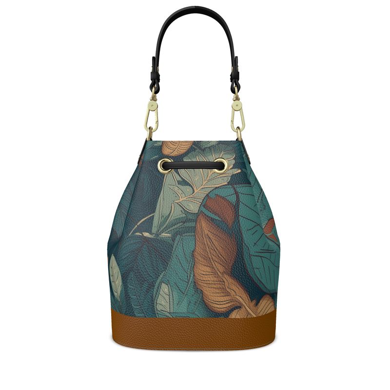 Azure Floral 100% Leather Bucket Bag | Hypoallergenic - Allergy Friendly - Naturally Free