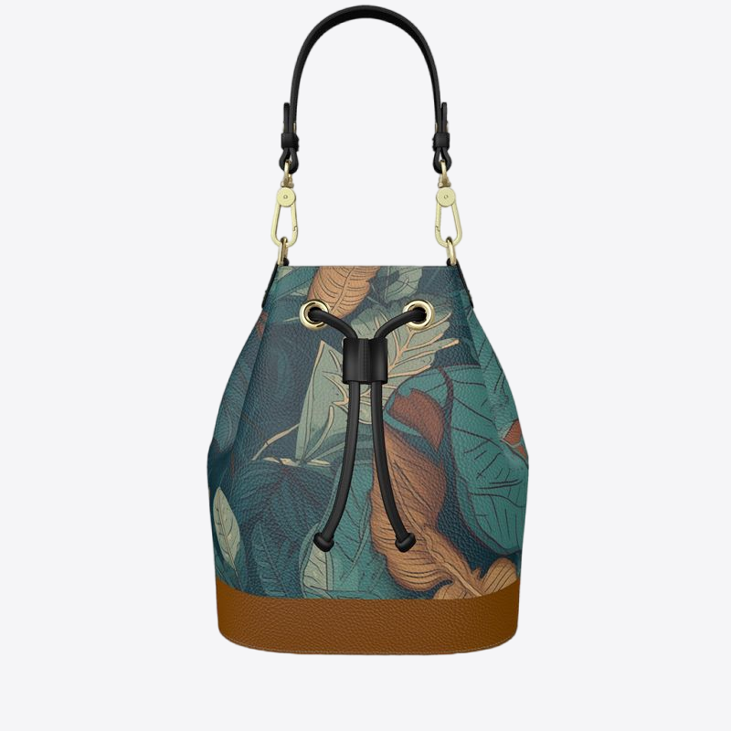 Azure Floral 100% Leather Bucket Bag | Hypoallergenic - Allergy Friendly - Naturally Free